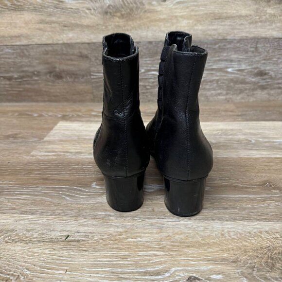 Nine West Icelando Black Leather Pull On Ankle Boots Women Size 10 - Picture 3 of 7